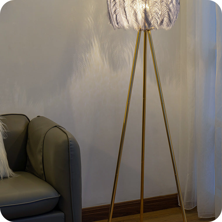 Tripod Feather Floor Lamp