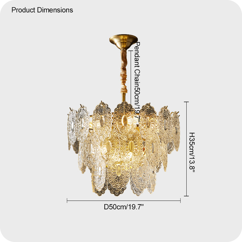 Tiered Textured Glass Chandelier