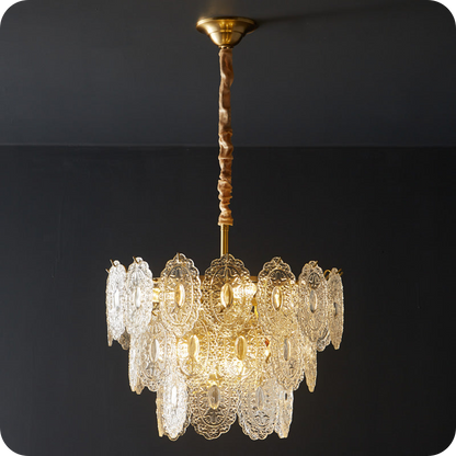 Tiered Textured Glass Chandelier