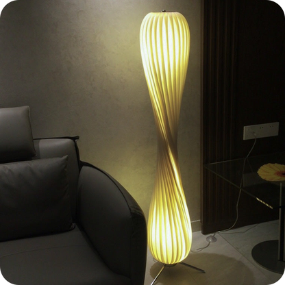 Twisted Tower Wood Floor Lamp