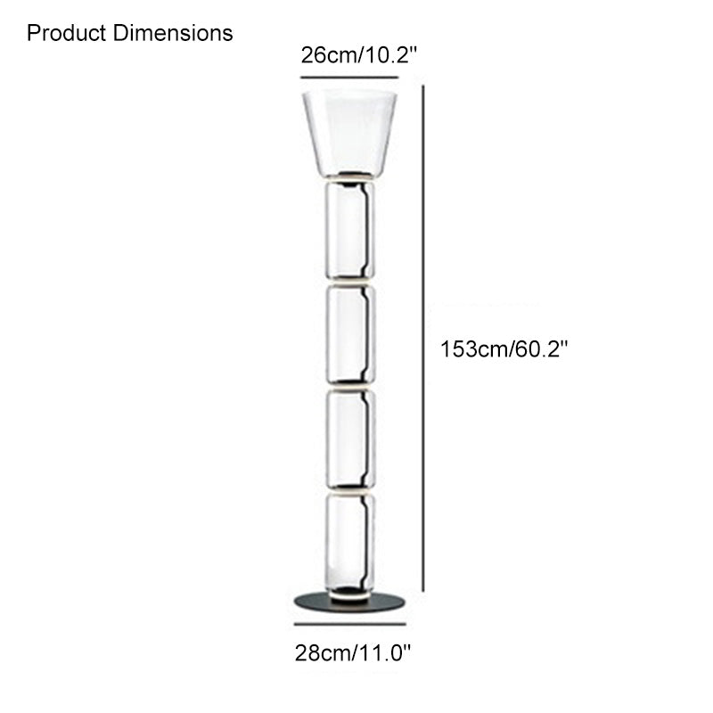 Lámpara de pie Torchiere con columna de vidrio