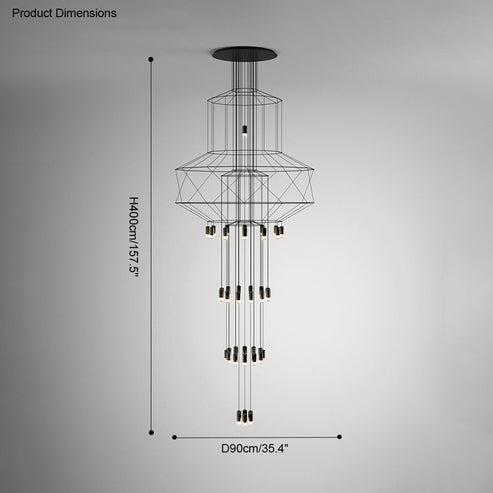 Wire Tiered Sculptural Chandelier