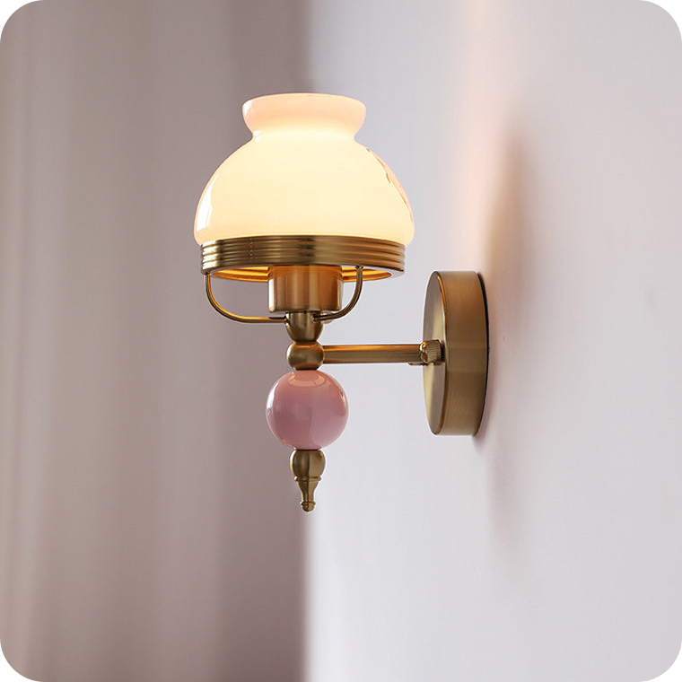 French Pink Glass Wall Sconce