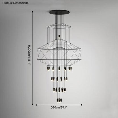 Wire Tiered Sculptural Chandelier