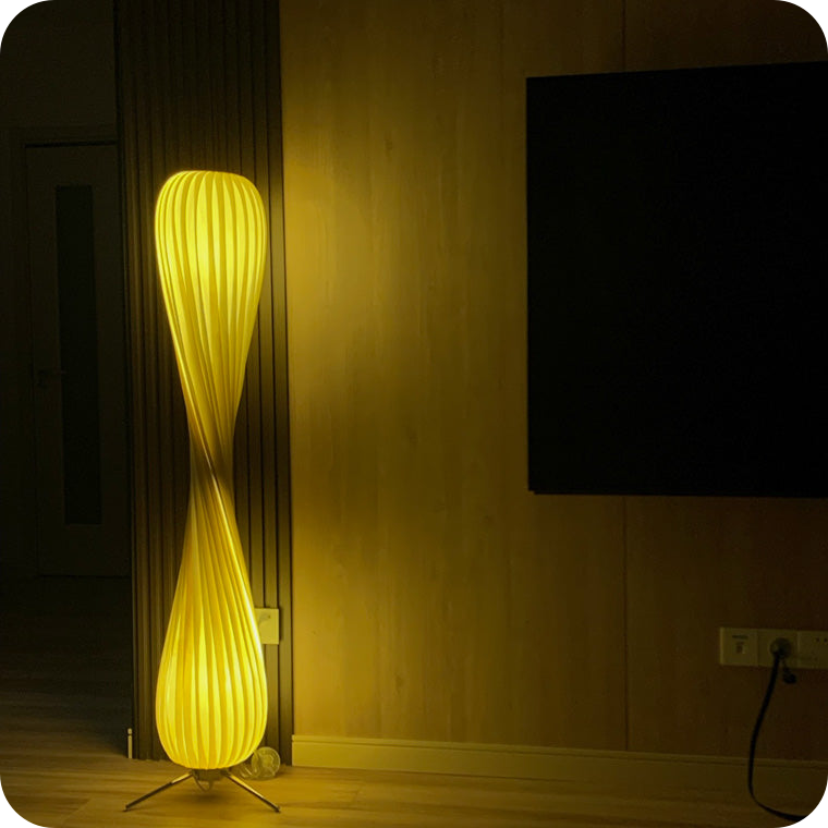 Twisted Tower Wood Floor Lamp