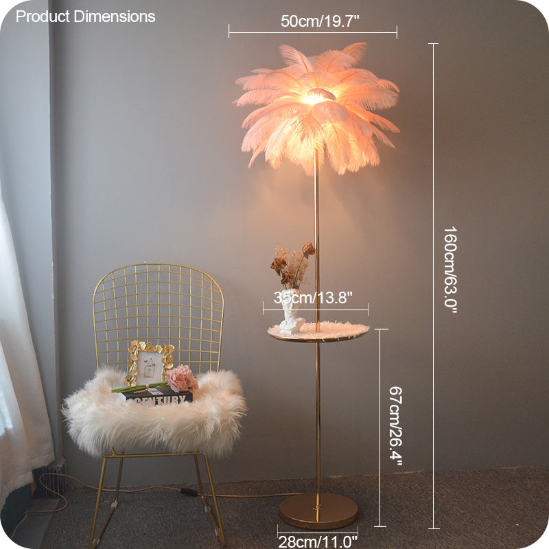 Feather Palm Tree Floor Lamp with Tray