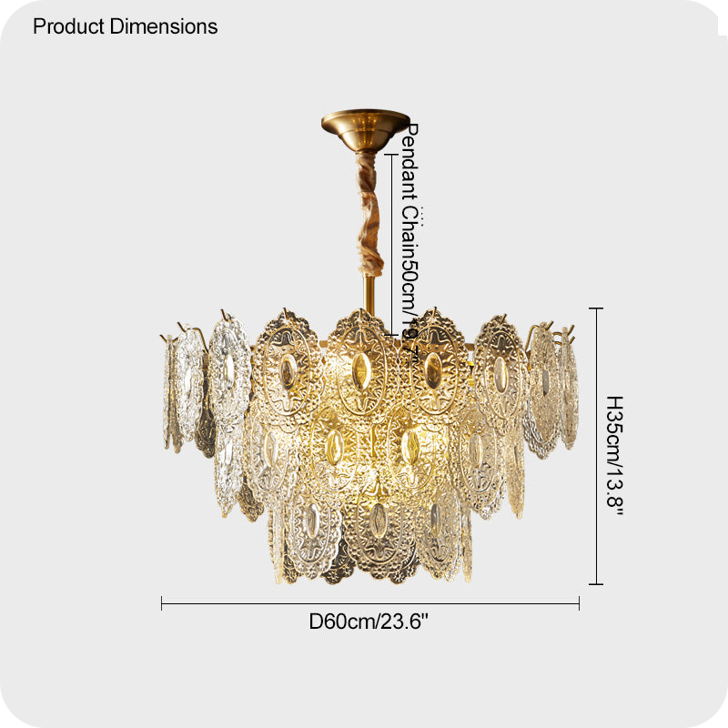 Tiered Textured Glass Chandelier