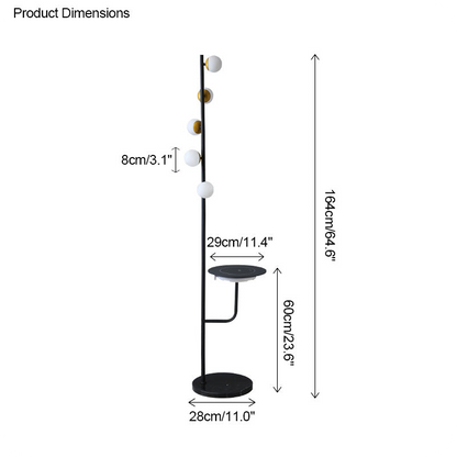 Bubble Dimmable Floor Lamp with Charging Tray