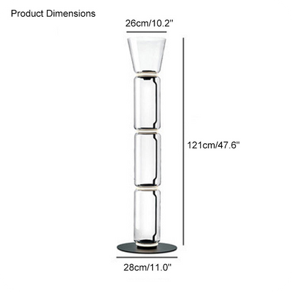 Lámpara de pie Torchiere con columna de vidrio