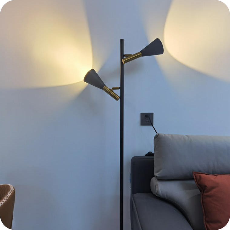 2-bulb Adjustable Pole Floor Lamp