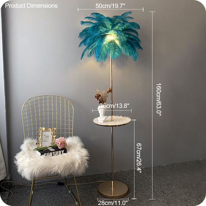 Feather Palm Tree Floor Lamp with Tray