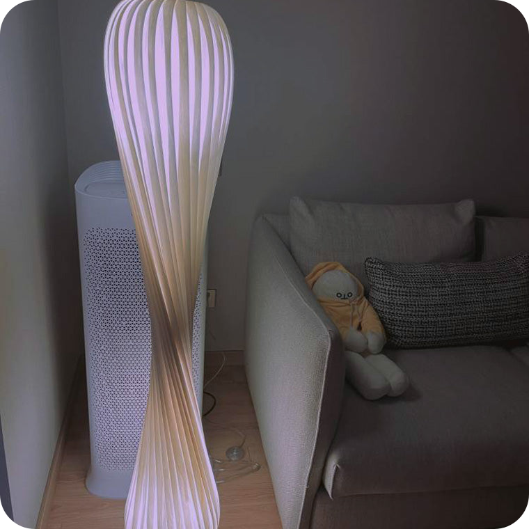 Twisted Tower Wood Floor Lamp