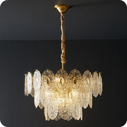 Tiered Textured Glass Chandelier