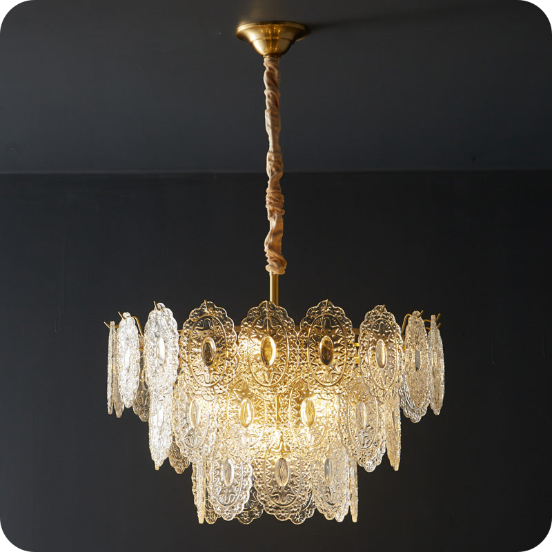 Tiered Textured Glass Chandelier