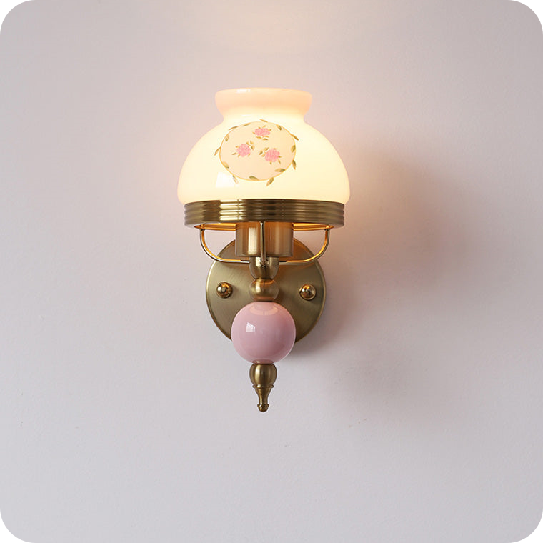 French Pink Glass Wall Sconce