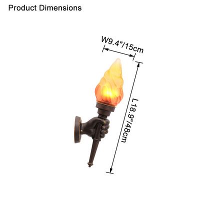 Lámpara de pared para exteriores con antorcha solar