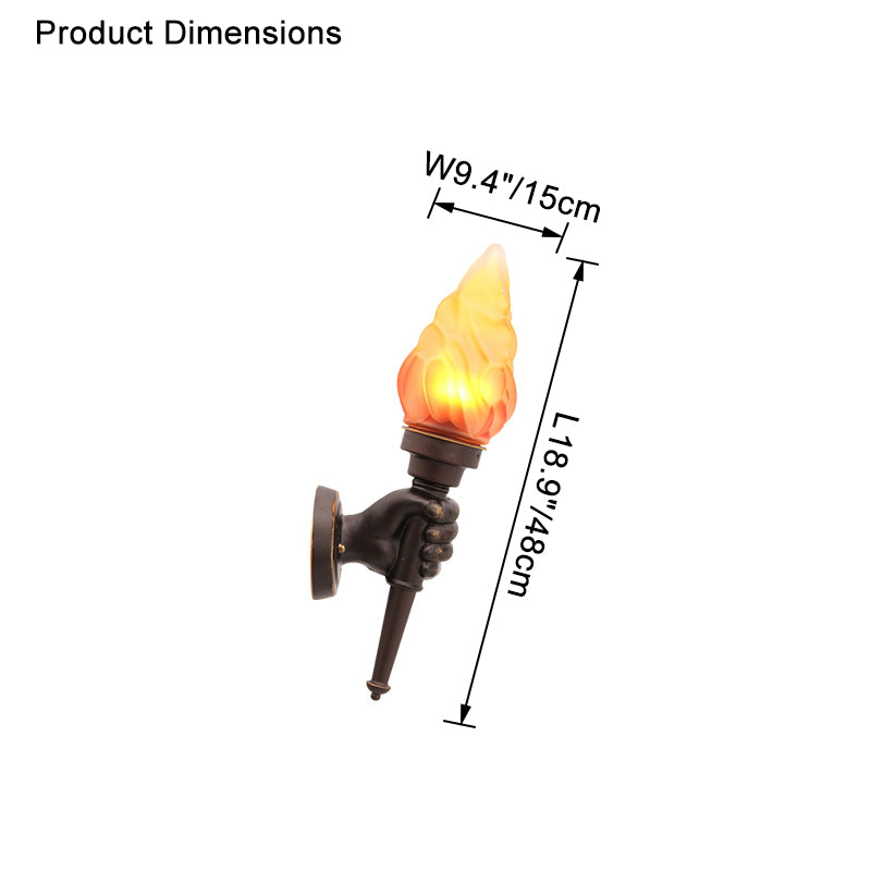 Lámpara de pared para exteriores con antorcha solar