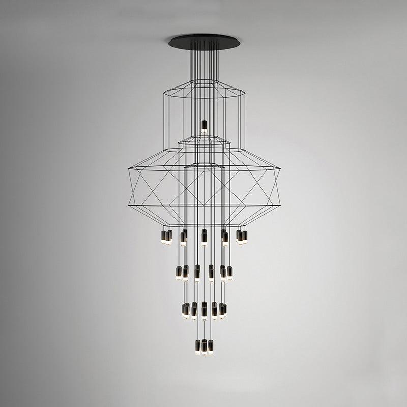 Wire Tiered Sculptural Chandelier