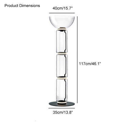 Lámpara de pie Torchiere con columna de vidrio