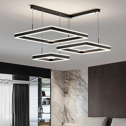 Tiered Black Square Chandelier