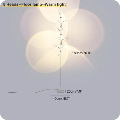 Lámpara de pie con forma de árbol y proyector Halo de 5 cabezales