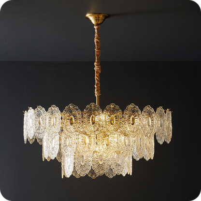 Tiered Textured Glass Chandelier