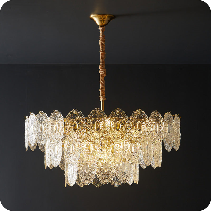 Tiered Textured Glass Chandelier