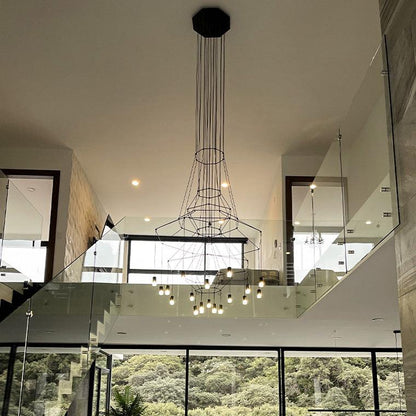 Wire Tiered Sculptural Chandelier