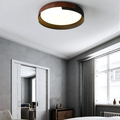 Walnut Grain Round Ceiling Light