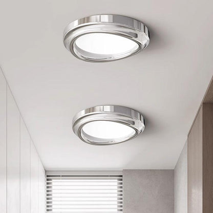 Round Chrome Flush Mount Ceiling Light