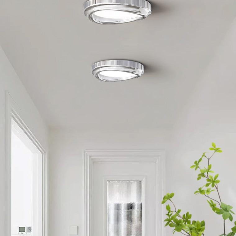 Round Chrome Flush Mount Ceiling Light