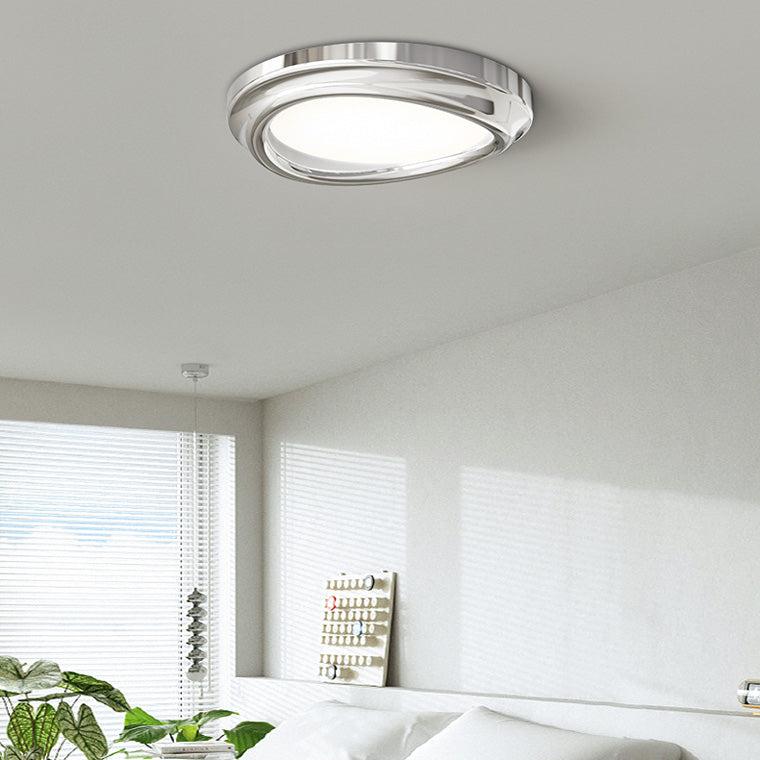 Round Chrome Flush Mount Ceiling Light