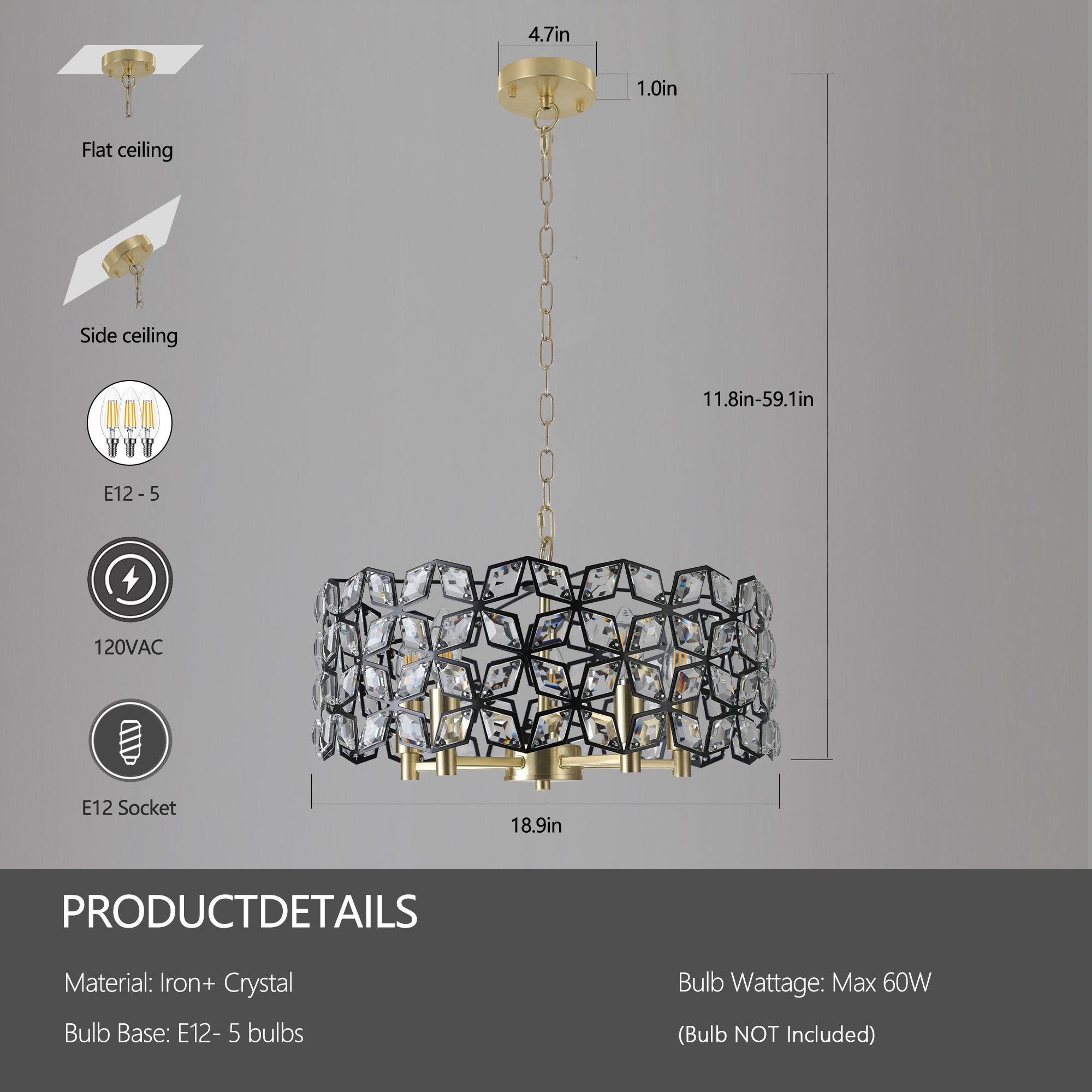 Modern Crystal Chandelier for Living-Room Round Cristal Lamp Luxury Home Decor Light Fixture