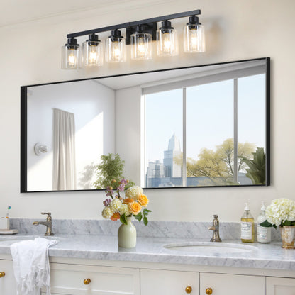 Modern Black  Bathroom Vanity Light Fixture, Industrial Wall Sconce with Clear Glass Shades(No Bulbs)