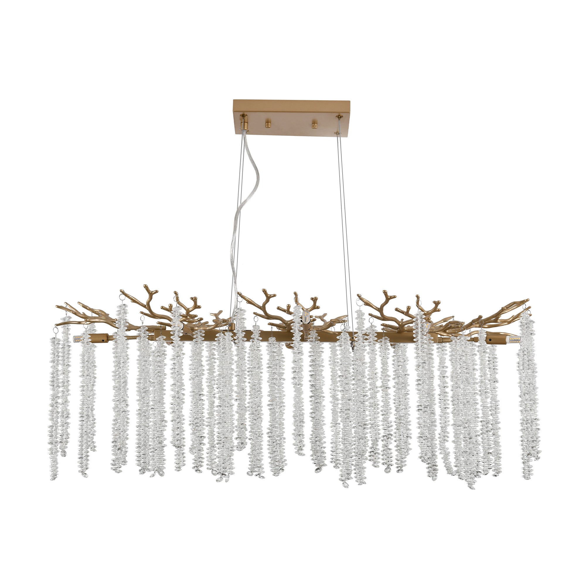 39.4-inch Modern Golden Pendant Light with Cascading Crystal Strands