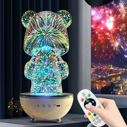 Rotatable Bluetooth speaker bear fireworks atmosphere lamp