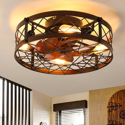 Caged Ceiling Fans with Lights Black