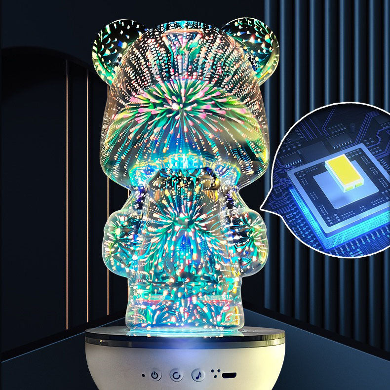 Rotatable Bluetooth speaker bear fireworks atmosphere lamp