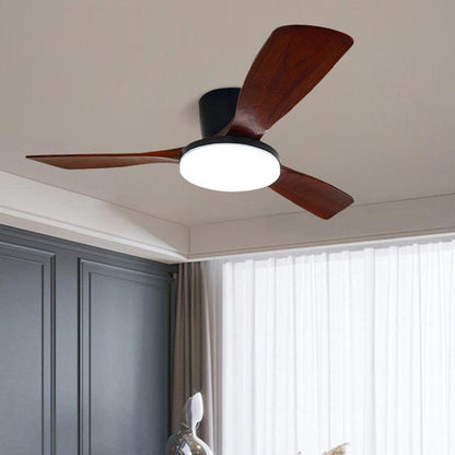 Wood Blade Low Profile Ceiling Fan Lamp