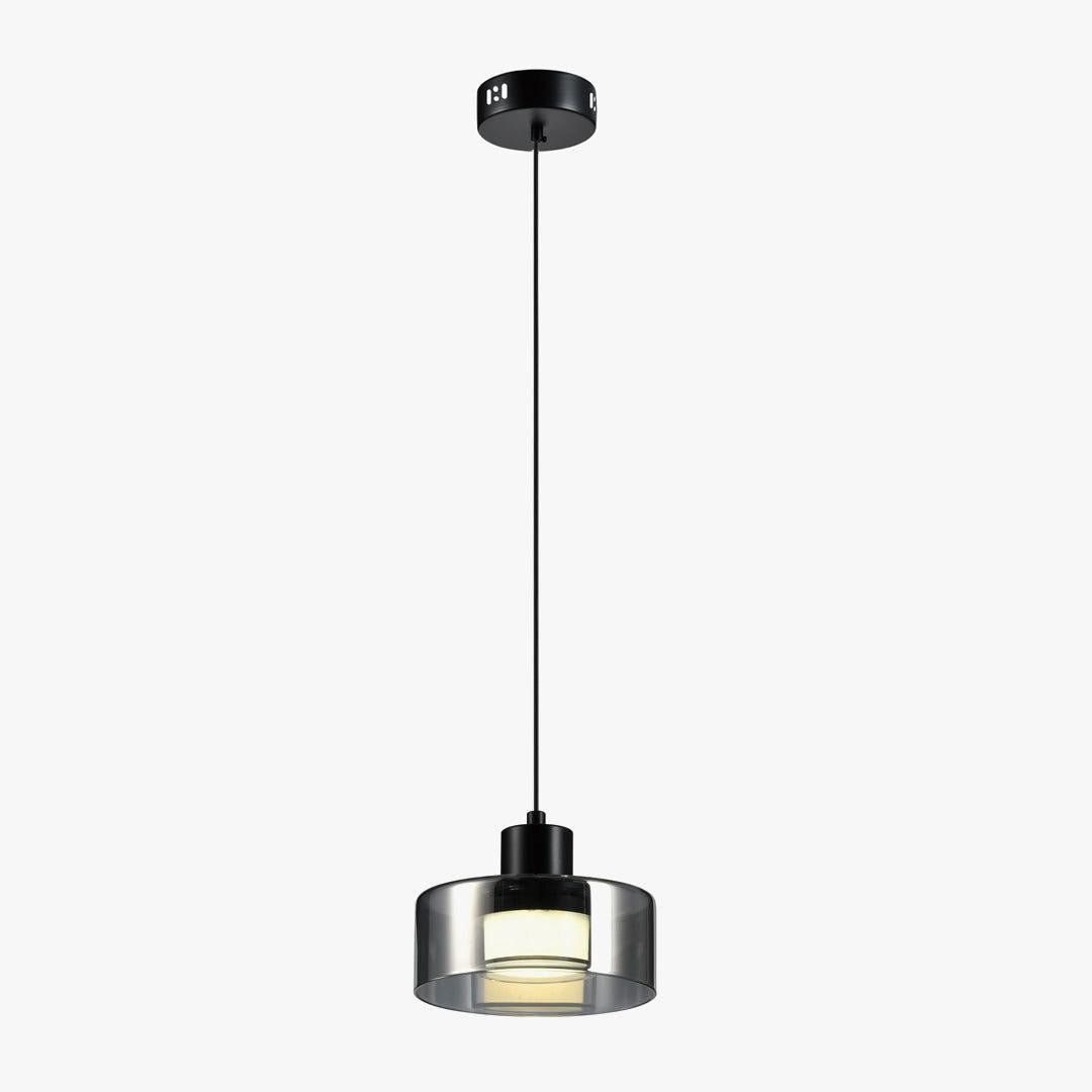 Black Glass Drum Pendant Light