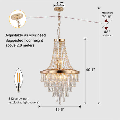 Gold Crystal Chandeliers,Large Contemporary Luxury Ceiling Lighting for Living Room Dining Room Bedroom Hallway (Bulbs Not Included)