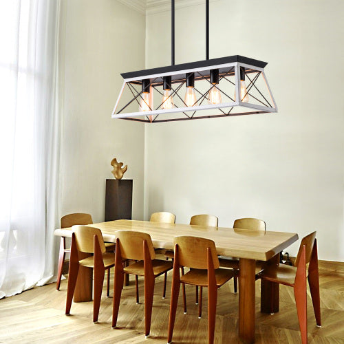 5-Light Farmhouse Chandeliers For Dining Room white(No Bulbs)