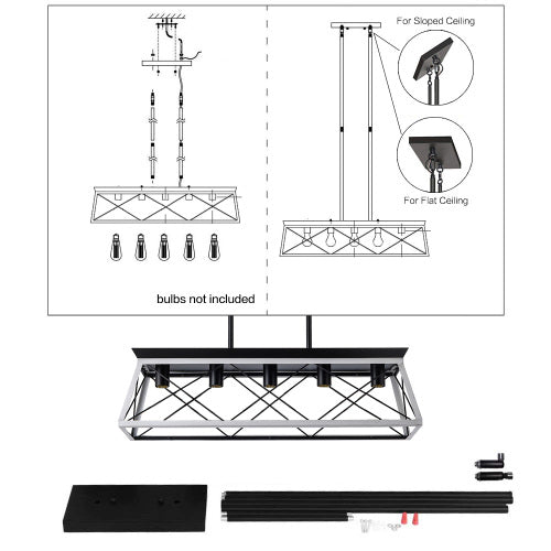 5-Light Farmhouse Chandeliers For Dining Room white(No Bulbs)