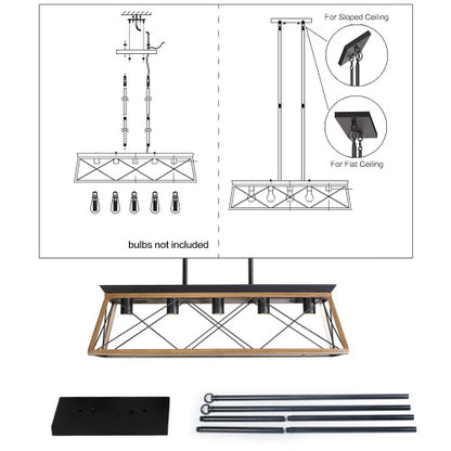 5-Light Farmhouse Chandeliers For Dining Room white(No Bulbs)