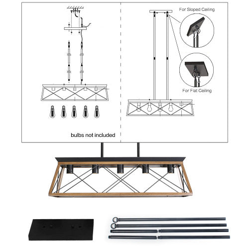 5-Light Farmhouse Chandeliers For Dining Room white(No Bulbs)