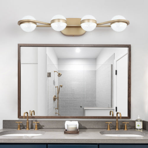 Minimalist LED Bathroom Vanity Light with Crystal Sand Acrylic Shades, 4-Light Wall Mounted Decorative Lighting Fixture, Suitable for Bathroom Vanity Mirror