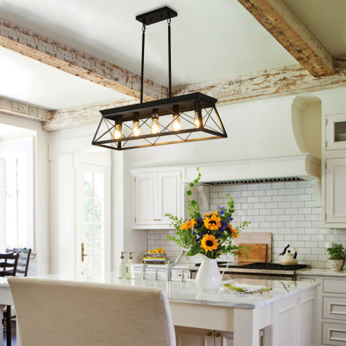 5-Light Farmhouse Chandeliers For Dining Room white(No Bulbs)