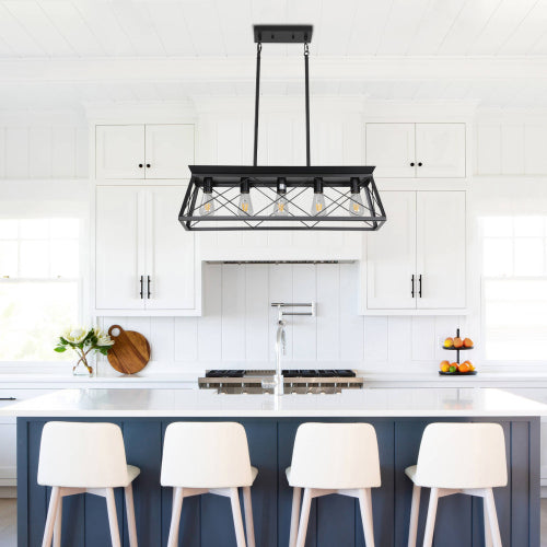 5-Light Farmhouse Chandeliers For Dining Room white(No Bulbs)