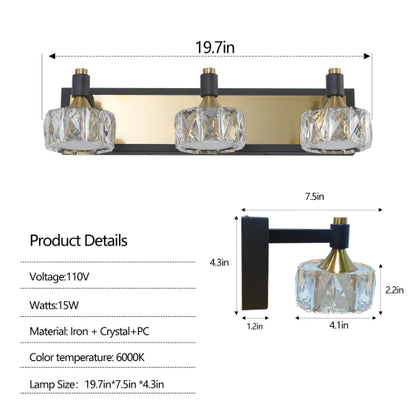 Modern Crystal Bathroom Vanity Light Over Mirror Bath Wall Lighting Fixtures