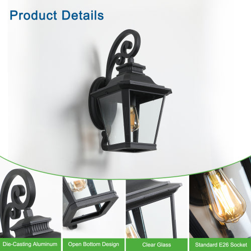 Large Outdoor Wall Sconce Lights with Clear Glass Can support multiple types of light bulbs